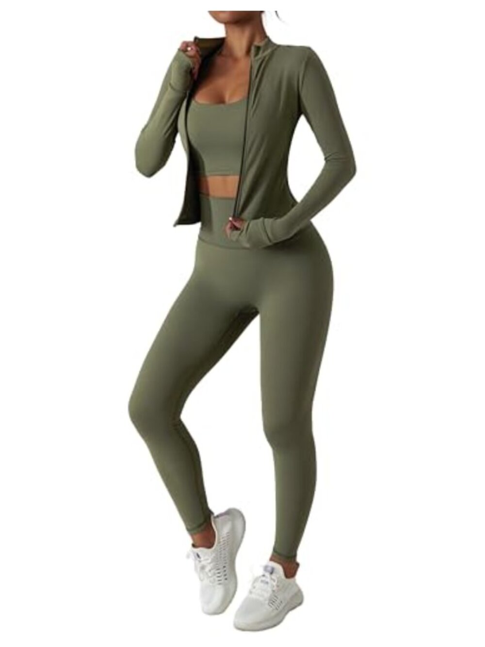 Women's Two Piece Tracksuit Set Long Sleeve Zip Jacket Athletic High Waist